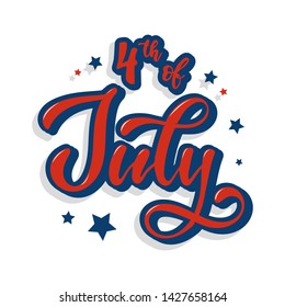 creative hand lettering quote '4th of July' for American Independence day. Perfect for posters, t-shirt and mug prints, banners, stickers, cards, invitations, etc. EPS 10