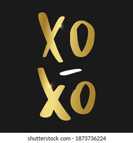 Creative hand lettering quote ‘XO - XO’ on black background for Christmas decor, posters, prints, stickers, labels, cards, etc. Eps 10
