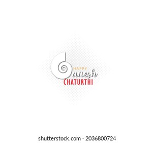 Creative Hand Lettering Text ”Ganesh Chaturthi” with God Ganesha Illustration on Dark Background for Happy Ganesh Chaturthi.