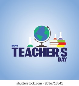 Creative Hand Lettering Text for Happy Teacher's Day Celebration on Decorative Doodle Floral Background.