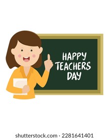Creative Hand Lettering Text for Happy Teacher's Day Celebration on Decorative Doodle Background.