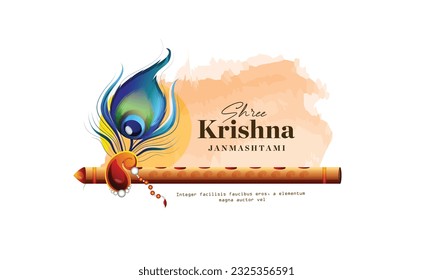 Kreative Hand Lettering Text "Krishna Janmashtami" mit schöne Illustration von Dahi Handi, Traditionelles Poster Design für Hindu Festival Shree Krishna Janmashtami.