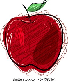 creative hand made style apple drawn