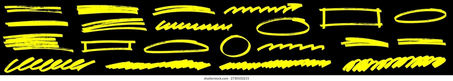 Creative hand shapes painted with marker and pen on paper, a soft highlight follows each line. Playful underline details on paper boost marker texture and highlight rhythm in every line underline.