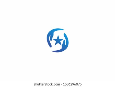 Creative hand with star vector logo design template