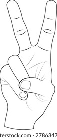 Creative hand victory sign outline vector illustration designed in a clean, modern, and minimal line art style. This iconic two-finger hand gesture represents victory, peace, freedom, positivity, success, confidence, and celebration. The stylish outline artwork is ideal for a wide range of creative and professional design projects including logos, icons, social media graphics, stickers, t-shirt prints, posters, branding materials, web elements, presentations, and digital content creation.

The elegant monoline hand gesture design gives a modern and professional appearance while maintaining simplicity and versatility. This high-quality editable EPS vector comes with smooth outline details and scalable resolution, allowing easy customization without losing quality. Perfect for both personal and commercial use, the illustration can be used in modern design, motivational graphics, peace campaign visuals, communication symbols, and trendy creative artworks.

Its isolated outline style makes it suitable for minimalist branding, mobile app icons, infographic elements, decorative graphics, and visual storytelling projects. The clean vector structure ensures compatibility with various graphic design software and makes the artwork easy to edit, recolor, and resize according to project needs.