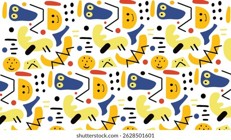 Creative hand-drawn elements with abstract hands, playful curves, and bright colors on a clean white background. Perfect for kids design, branding, or expressive illustrations.