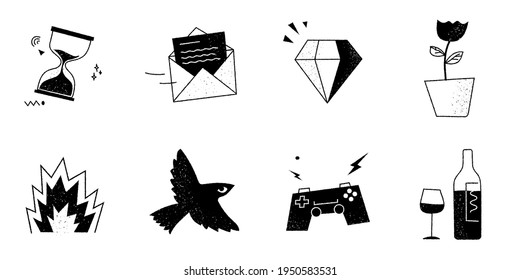 Creative hand-drawn icon set. Vector illustration. Website icons.