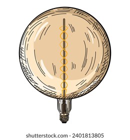 Creative hand-drawn light bulb illustration, representing inspiration, technology, and creativity. Retro-style sketch vector illustration