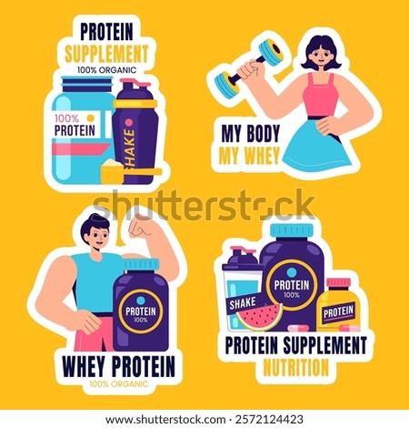 Creative Hand-Drawn Protein Supplement Illustration for Social Media Label