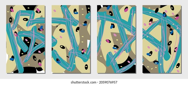 Creative hand-drawn social media backgrounds. Editable templates. City highways.