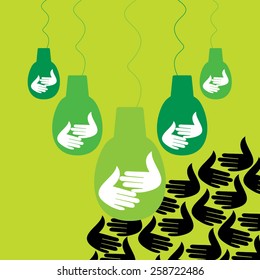 creative hands with bulb idea concept 