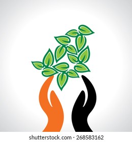 creative hands care green concept 