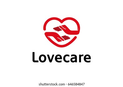 Creative Hands Giving Heart Symbol Logo Design Illustration