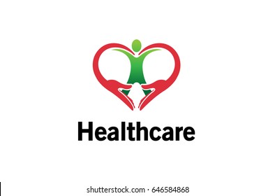 Creative Hands And Human Body Heart Symbol Logo Vector Design Illustration