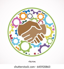 Creative handshake sign and industrial idea concept background, design for poster flyer cover brochure ,business idea ,industrial sign,abstract background.vector illustration
