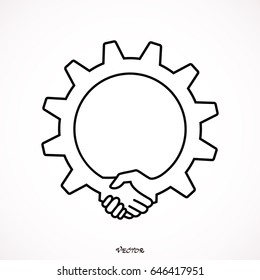 Creative handshake sign and industrial idea concept background, design for poster flyer cover brochure 