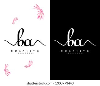 creative handwriting letter ba, ab letter logo design vector
