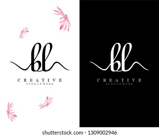 creative handwriting logo letter bl, lb vector 