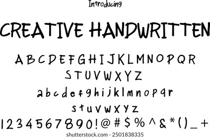 Creative Handwritten font typography alphabets, perfect for logo designing and typography projects, multiple typeface.