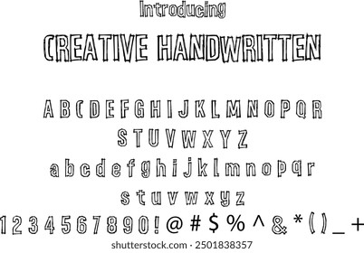 Creative Handwritten font typography alphabets, perfect for logo designing and typography projects, multiple typeface.
