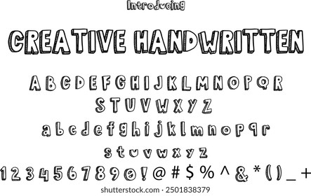 Creative Handwritten font typography alphabets, perfect for logo designing and typography projects, multiple typeface.