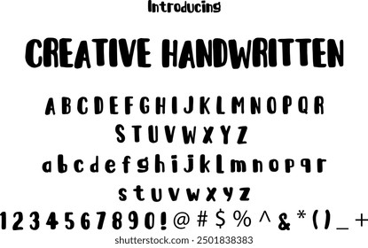 Creative Handwritten font typography alphabets, perfect for logo designing and typography projects, multiple typeface.