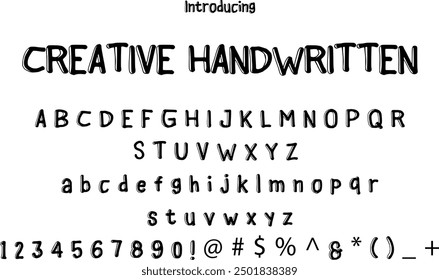 Creative Handwritten font typography alphabets, perfect for logo designing and typography projects, multiple typeface.