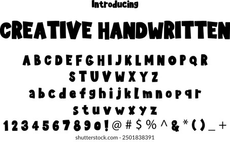 Creative Handwritten font typography alphabets, perfect for logo designing and typography projects, multiple typeface.
