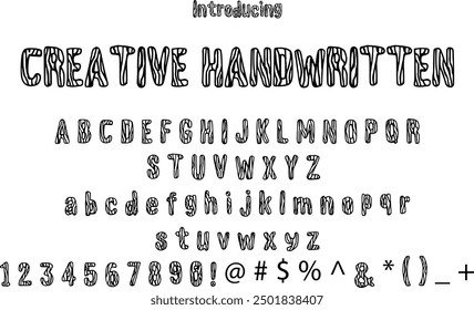 Creative Handwritten font typography alphabets, perfect for logo designing and typography projects, multiple typeface.