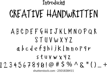 Creative Handwritten font typography alphabets, perfect for logo designing and typography projects, multiple typeface.
