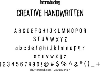 Creative Handwritten font typography alphabets, perfect for logo designing and typography projects, multiple typeface.