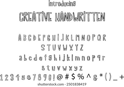 Creative Handwritten font typography alphabets, perfect for logo designing and typography projects, multiple typeface.