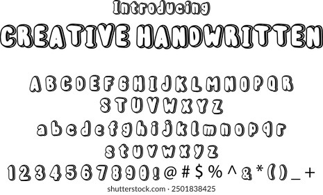 Creative Handwritten font typography alphabets, perfect for logo designing and typography projects, multiple typeface.