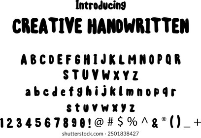 Creative Handwritten font typography alphabets, perfect for logo designing and typography projects, multiple typeface.