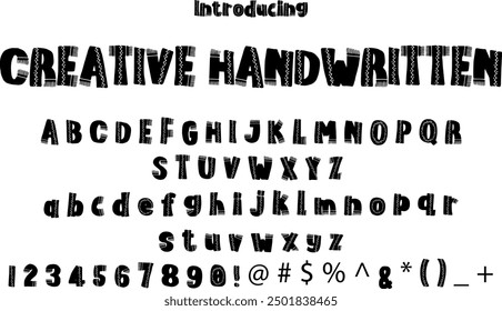 Creative Handwritten font typography alphabets, perfect for logo designing and typography projects, multiple typeface.