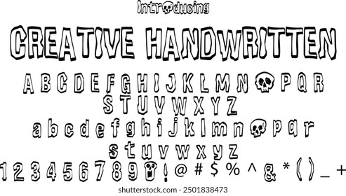 Creative Handwritten font typography alphabets, perfect for logo designing and typography projects, multiple typeface.