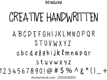 Creative Handwritten font typography alphabets, perfect for logo designing and typography projects, multiple typeface.