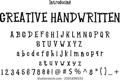 Creative Handwritten font typography alphabets, perfect for logo designing and typography projects, multiple typeface.