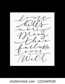 Creative handwritten lettering poster Doubt kills more dreams