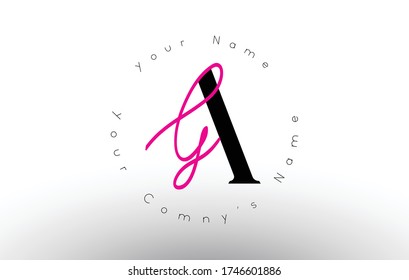 Ilustración de vectores manuscritos creativos con letra A y letra G. Logo del vector de la firma de la letra AG. Icono de AG simple con patrón de nombre circular. 