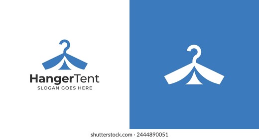 Creative Hanger Tent Logo. Simple Hanger and Tent with Modern Minimalist Style. Laundry and Outdoor Logo Icon Symbol Vector Design Inspiration.