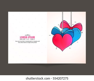 Creative hanging Hearts decorated greeting card design for Valentine's Day celebration.