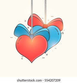 Creative hanging Hearts for Valentine's Day celebration.