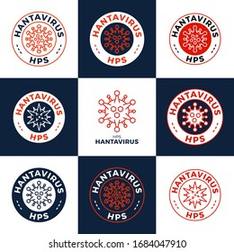 Creative Hantavirus Vector icon badge set. Pulmonary syndrome (HPS) is a rare but deadly viral infection. Vector illustration of the new Hanta virus