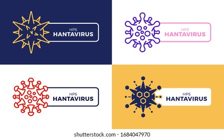 Creative Hantavirus Vector icon badge set. Pulmonary syndrome (HPS) is a rare but deadly viral infection. Vector illustration of the new Hanta virus