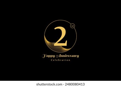 Vector del logo del 2do Aniversario Dorado. Ideal para Aniversario de la empresa, Eventos de la industria, jubileo, celebraciones de cumpleaños, boda.