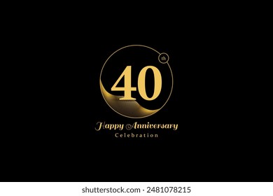 Creative Happy anniversary logo. 40th Golden Anniversary logo vector. Ideal for company Anniversary, Industry Events, jubilee, Birthday celebrations, wedding.