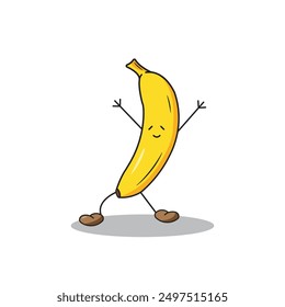 Creative happy banana cartoon character to encourage children to eat banana