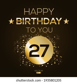 Creativo Feliz cumpleaños a tu texto (27 años) Colorido diseño de banner decorativo, ilustración vectorial.